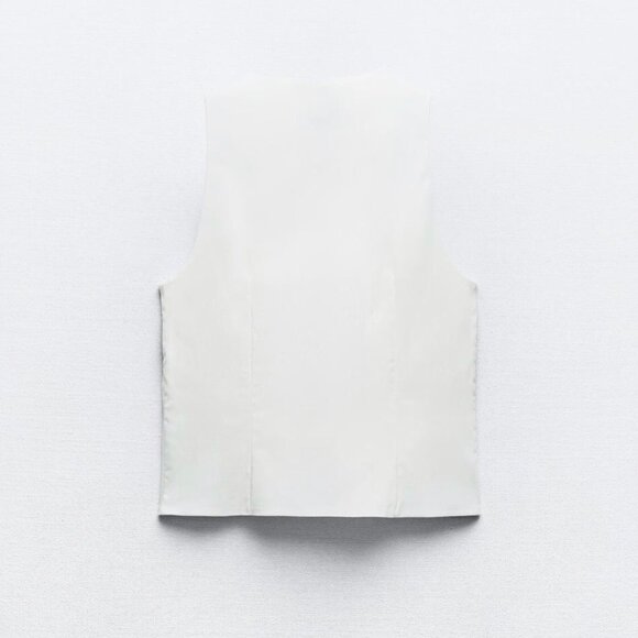 ZARA Women's Tied Vest(Ecru, US L / EUR L) - Picture 4 of 8